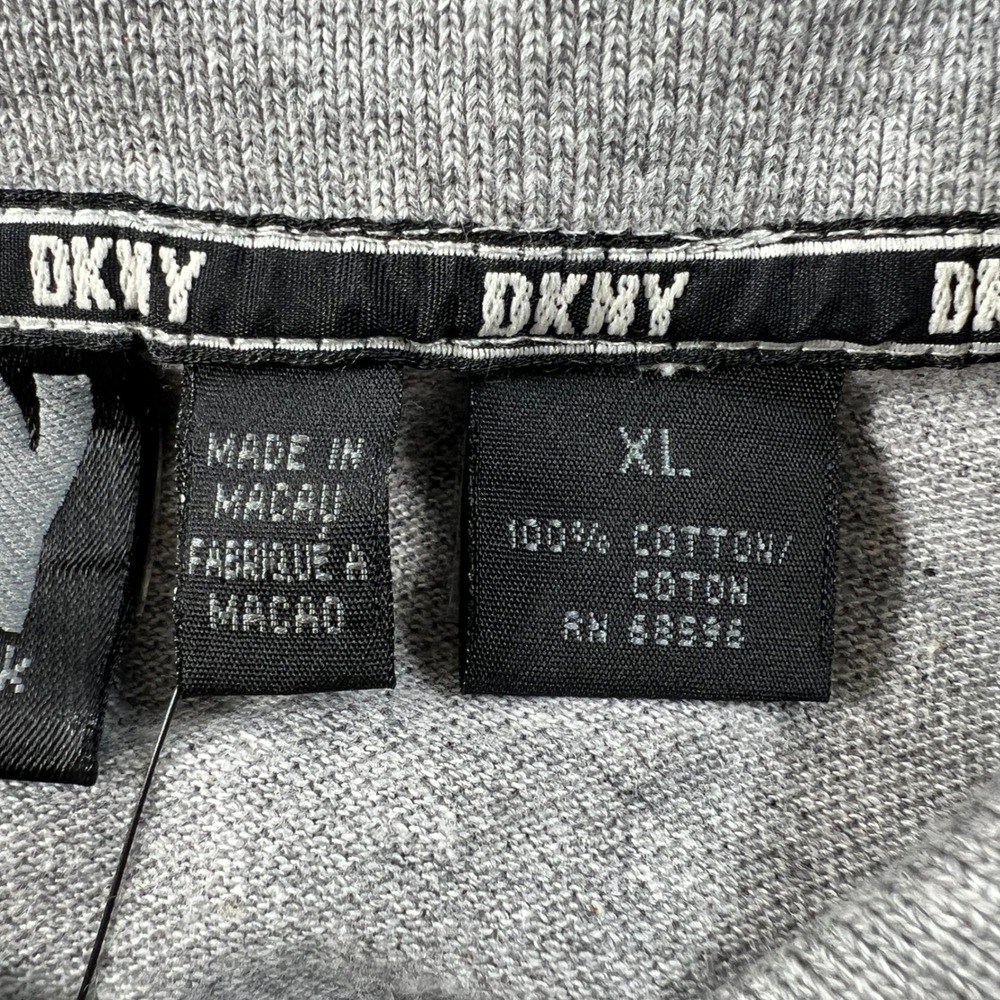 DKNY Polo Shirt Men's XL Grey Short Sleeve Tipped Collar Logo USA VTG NWT - Picture 7 of 12
